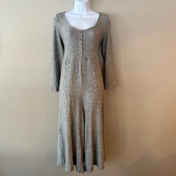 Anthropologie Marisa Hacci Wide Leg Sleep Jumpsuit Romper Jersey Gray Sml Soft - Picture 2 of 16